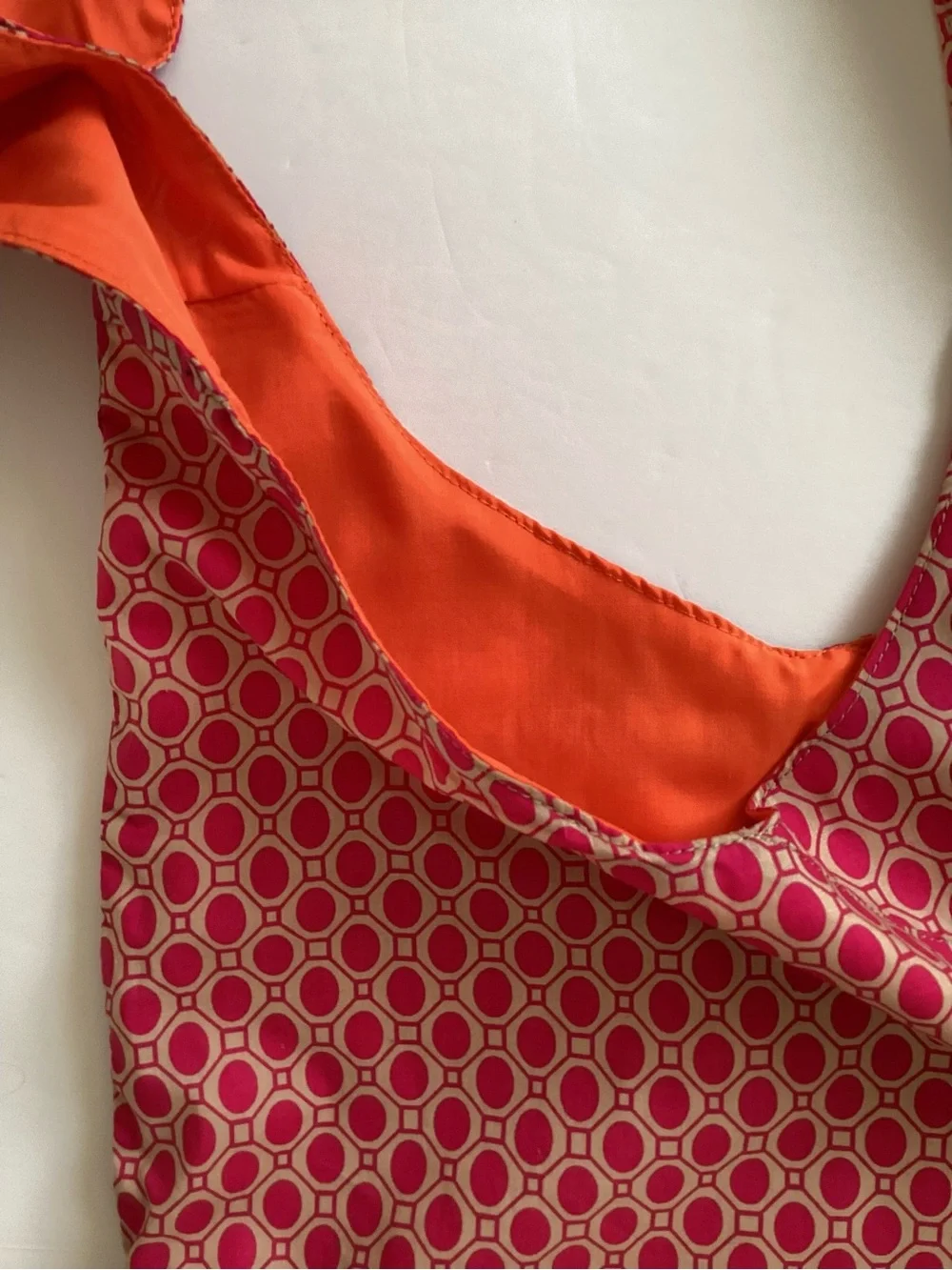 Old Navy Pink Geometric Fabric Hobo Shoulder Bag with Orange Lining NWT